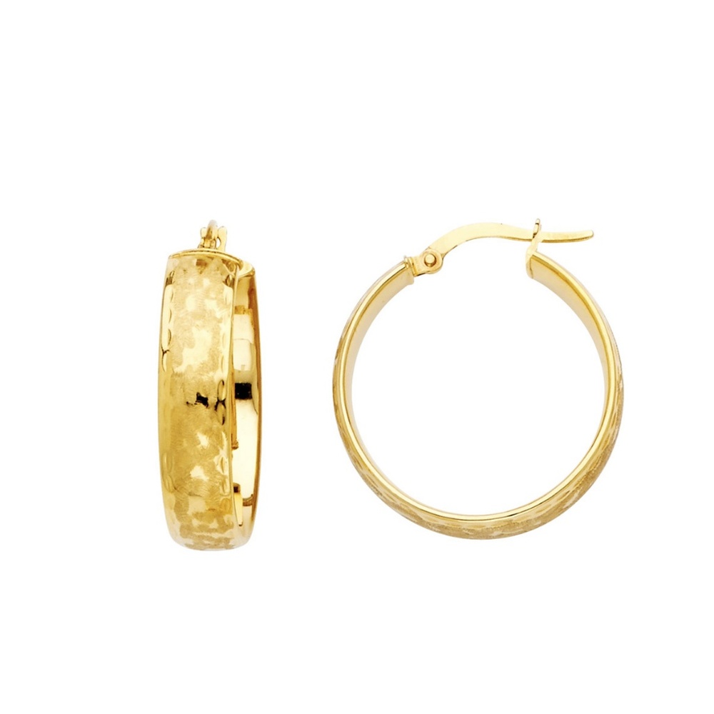 14K Yellow Gold 6mm Hollow Hoop Earrings for women